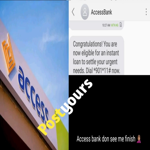 "Omo, Access Bank don finish me," Customer exclaims upon seeing a loan message sent by his bank